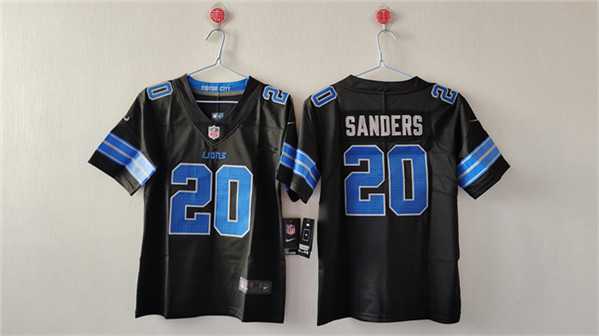 Womens Detroit Lions #20 Barry Sanders Black Vapor Stitched Jersey